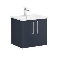 Vitra Root 68136 Lavabo Dolabı, Kapaklı, 60 cm, Mat Lacivert, Yuvarlak Lavabolu